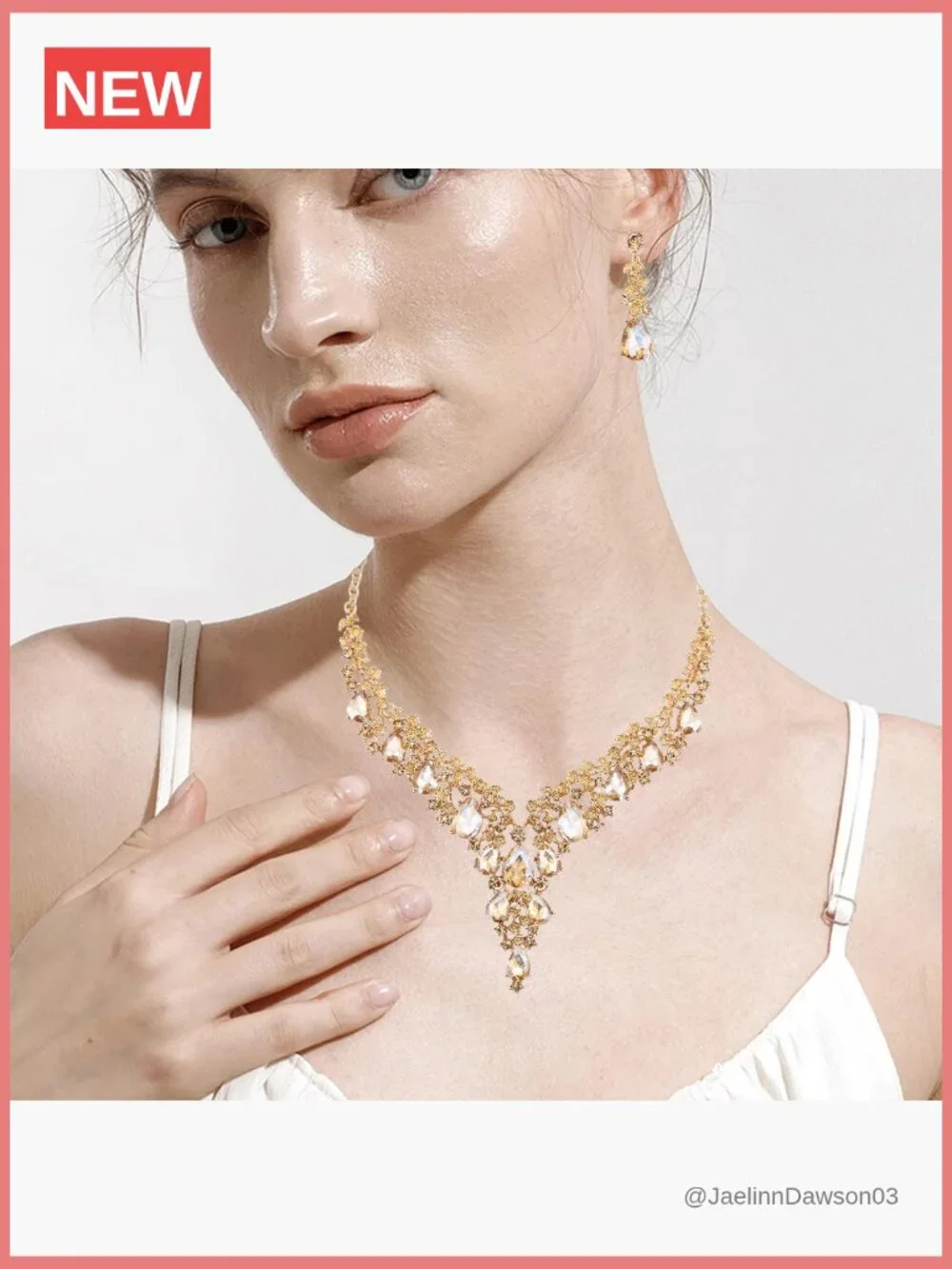 Elegant Crystal Flower Bridal Necklace Earrings Bangle Set Wedding Dress